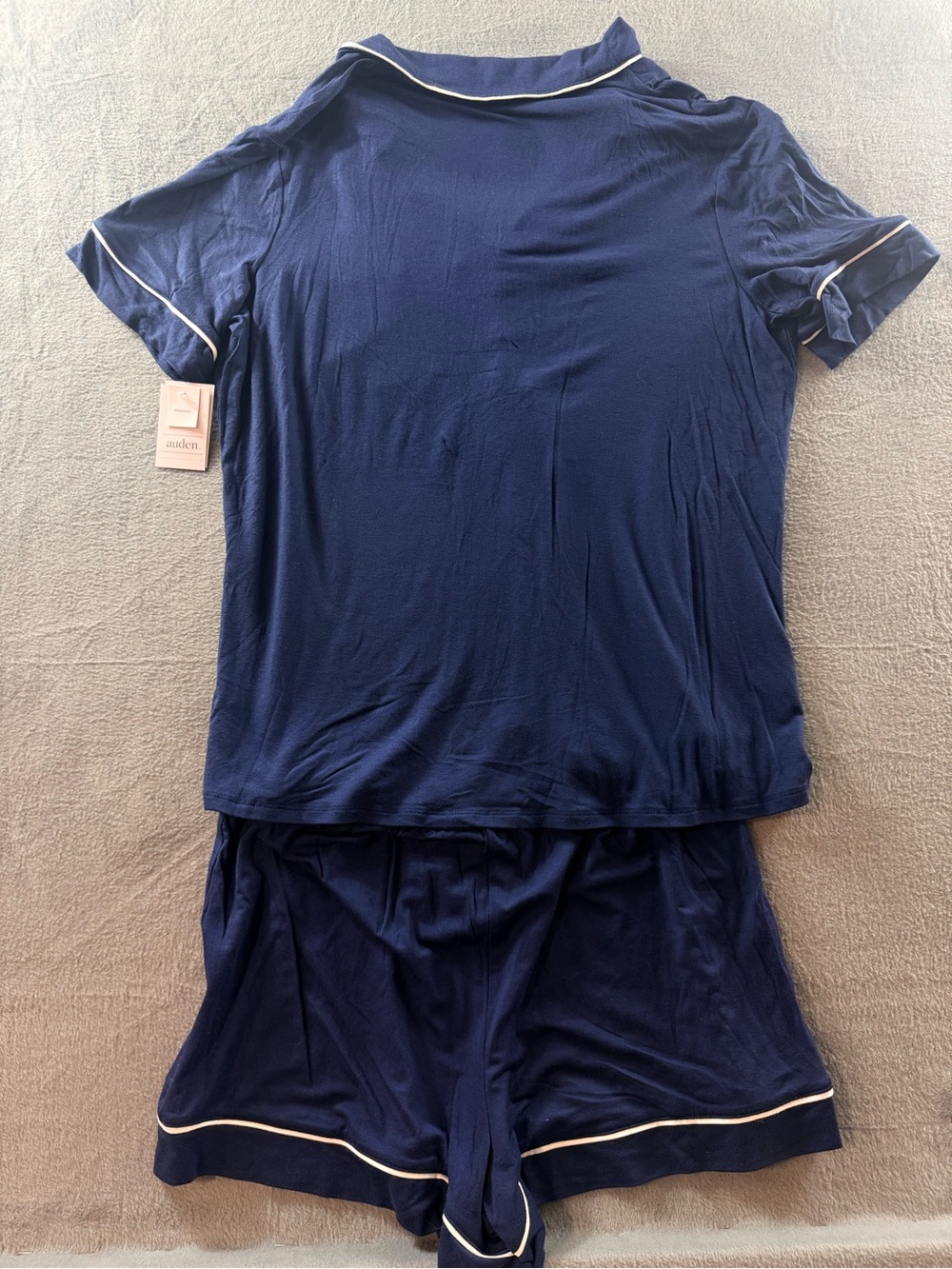 Auden - Navy Short Pajama Set with White Piping - Picture 9 of 12